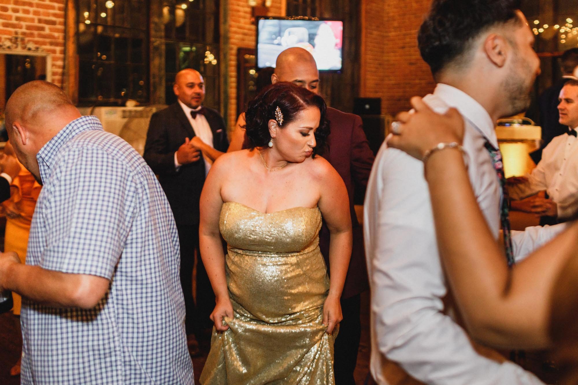 Wedding dance floor packed with guests